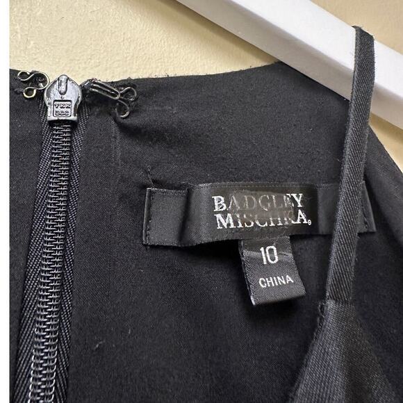 Badgley Mischka Navy Blue Black Wedding High Low Gown Dress Size 10 Flawed - Picture 5 of 16